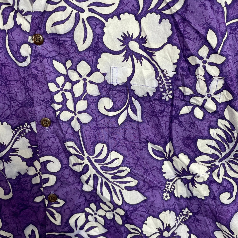 Vintage Aloha Republic Hawaiian Shirt Mens XL Purple Floral Made in Hawaii USA - Picture 5 of 8